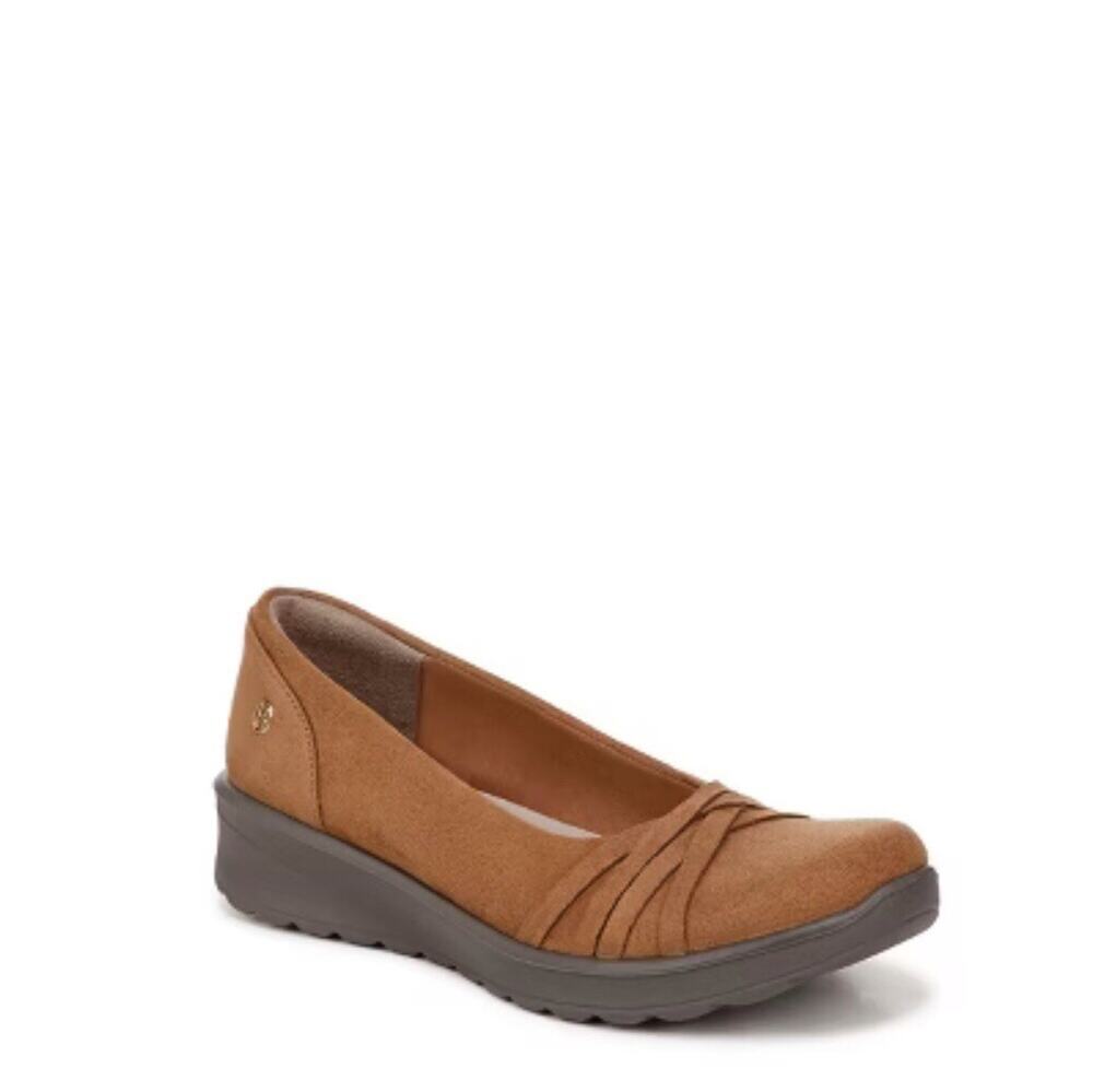 BZees By LifeStride Womens Goody Slip On Flats Tan Size 8.5 Wide New Comfort